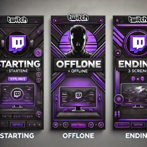 Twitch - 1 écran (Début + Hors ligne + Fin) Animé